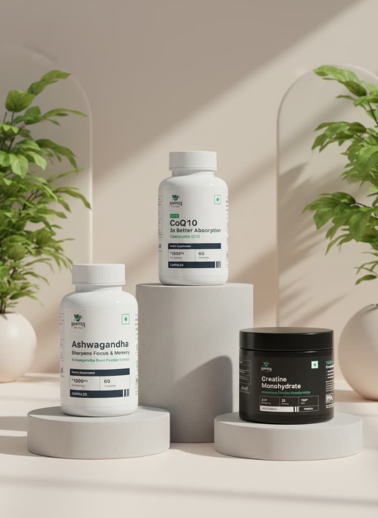 Pronatrix supplements including Ashwagandha, Ultra CoQ10, and Creatine Monohydrate