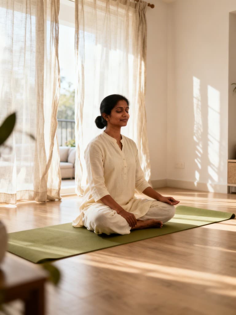 Woman in a peaceful yoga pose